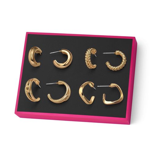 Set de aretes para mujer Glam Hoops x4