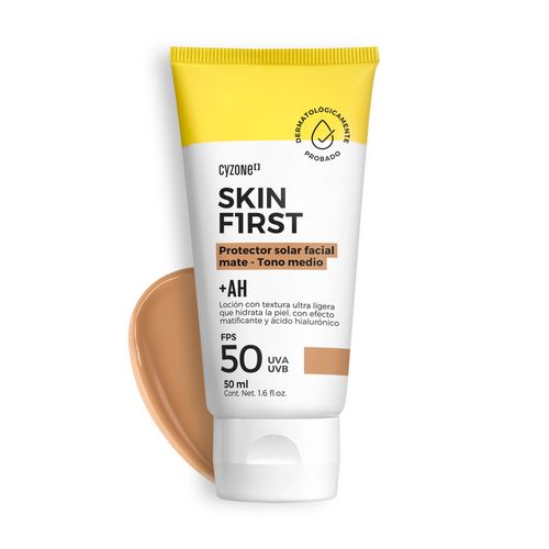 Protector Solar Facial Skin First con color, 50 ml